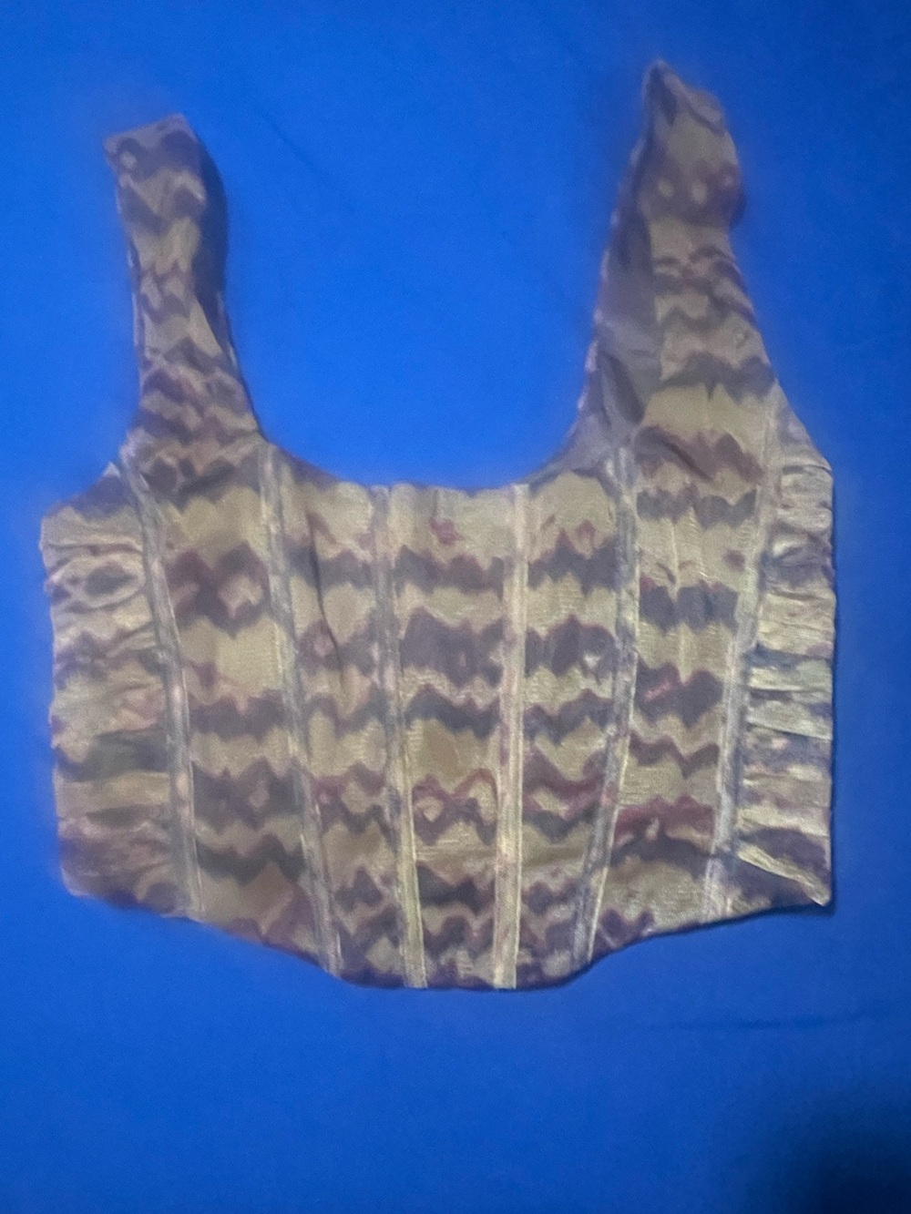 Zara Olive and Brown Patterned Crop Top